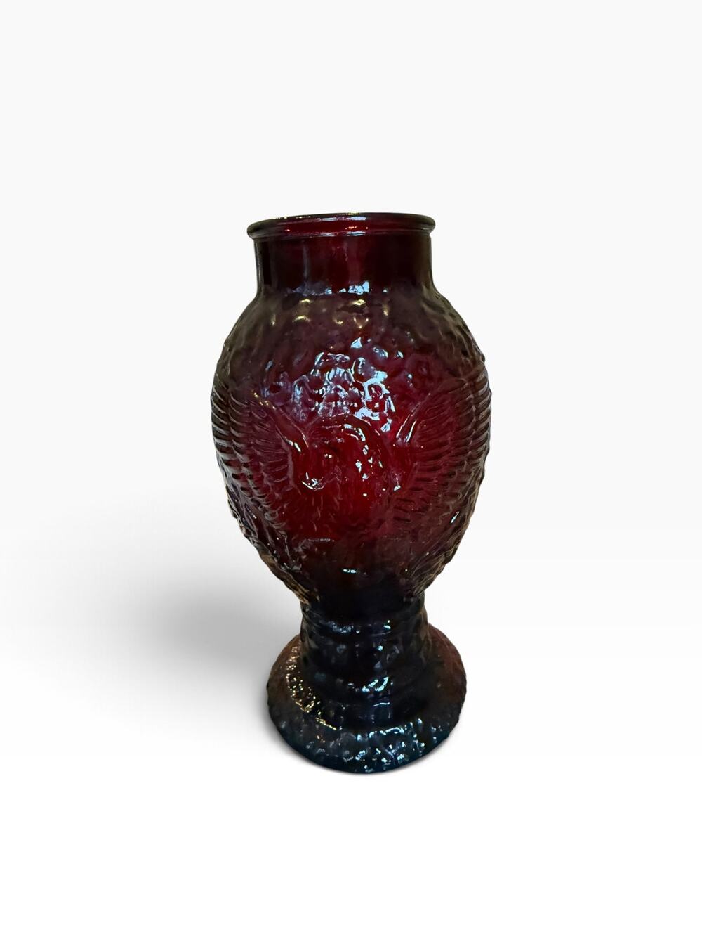 Vintage Imperial Glass Ruby Bicentennial American Eagle Vase 1776–1976 Americana
